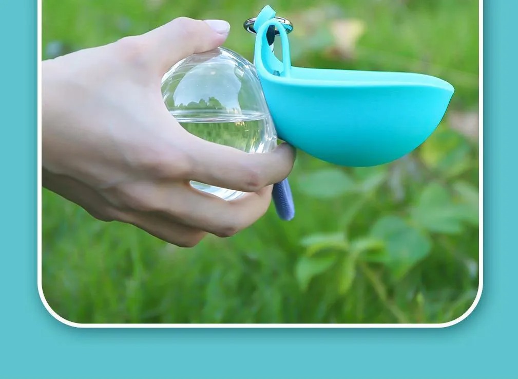 Whiskerly | AquaPup™ Travel Pet Water Bottle – Leak-Proof, One-Hand Flip Bowl with Rope Lanyard (285ml) thumbnail 2