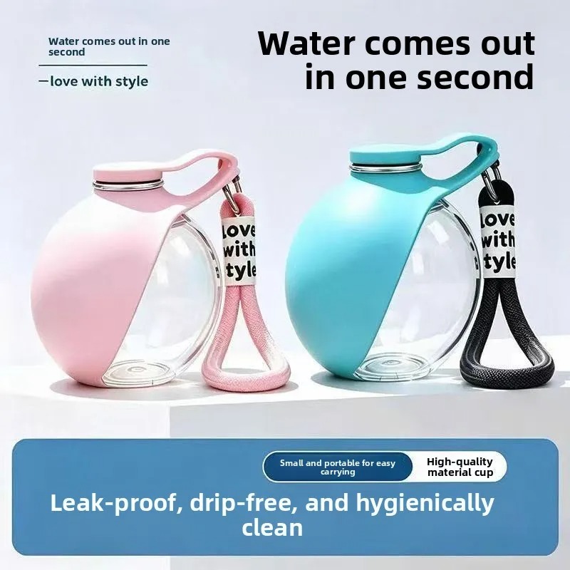 Whiskerly | AquaPup™ Travel Pet Water Bottle – Leak-Proof, One-Hand Flip Bowl with Rope Lanyard (285ml) thumbnail 4