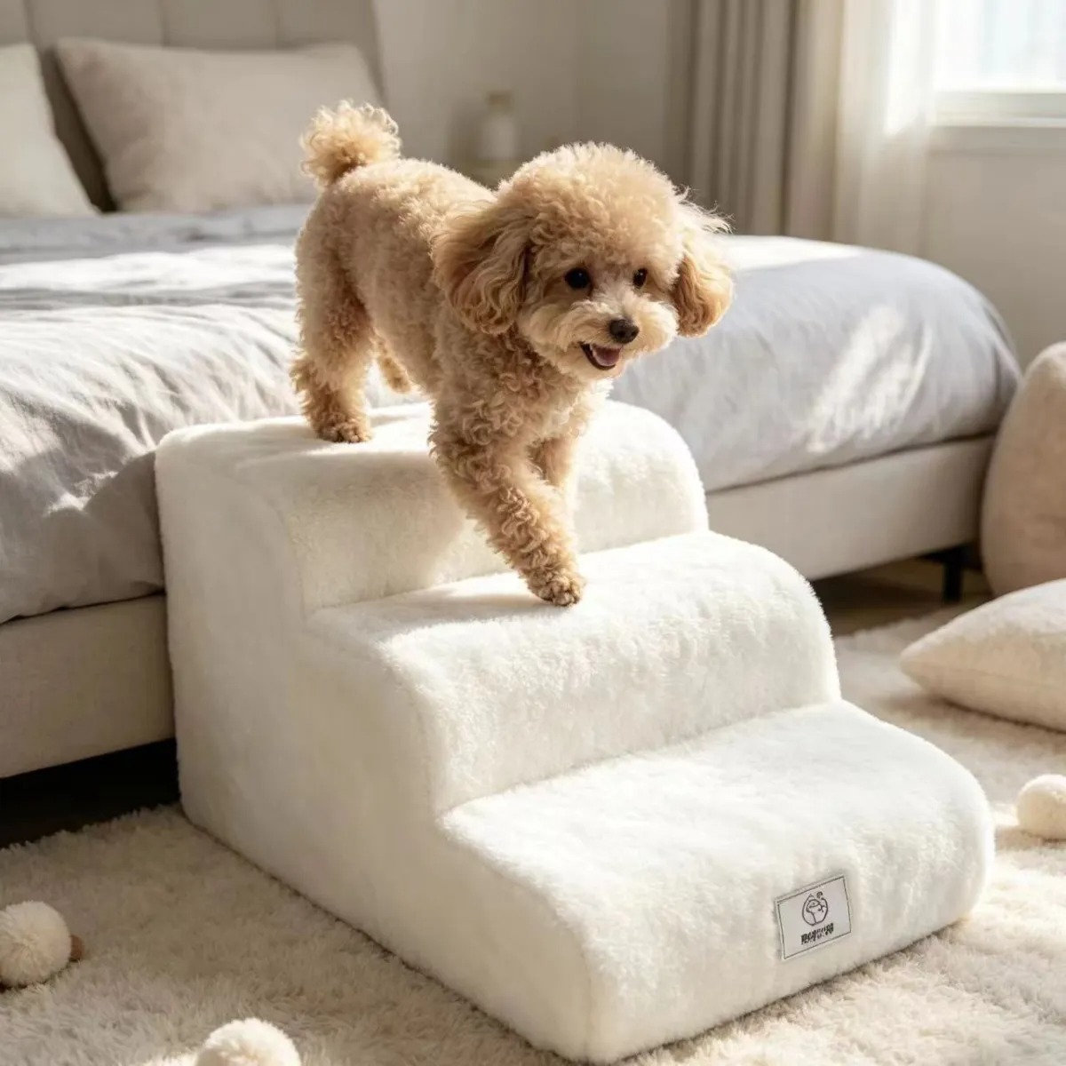 Whiskerly | CloudStep™ Plush Pet Stairs – 3-Tier Non-Slip Foam Steps for Small Dogs & Cats  thumbnail 2