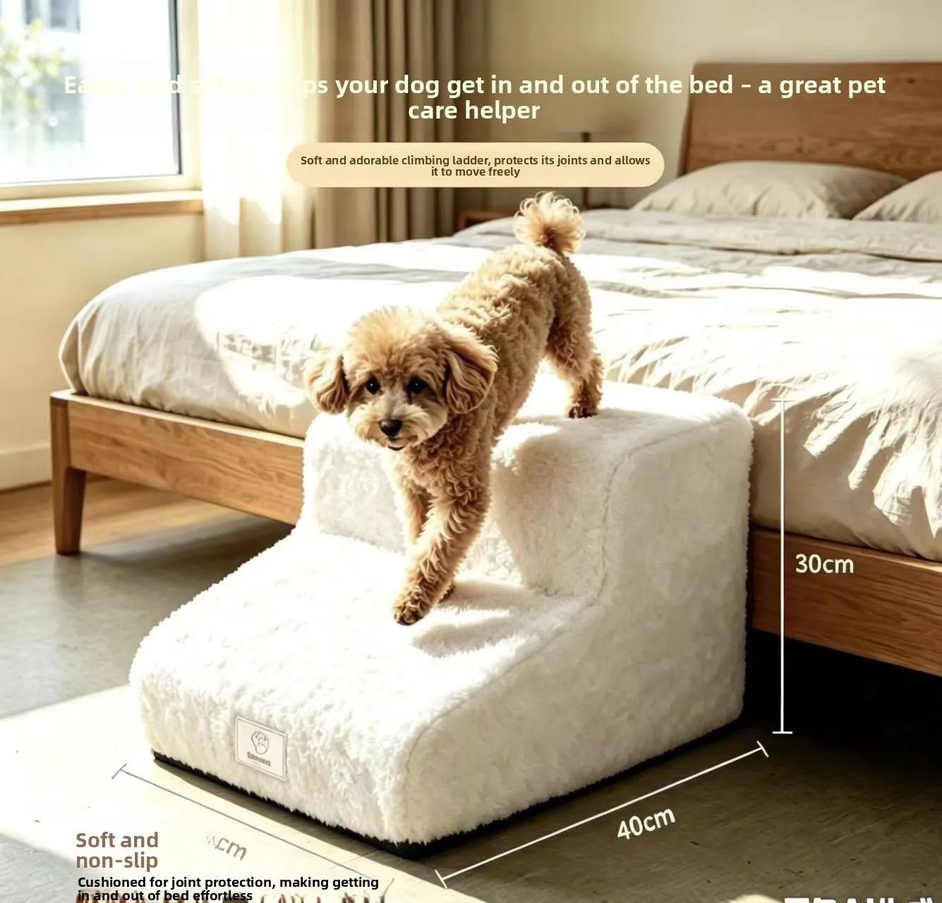 Whiskerly | CloudStep™ Plush Pet Stairs – 3-Tier Non-Slip Foam Steps for Small Dogs & Cats  thumbnail 4