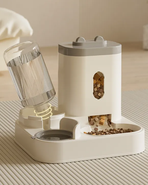 Whiskerly | Auto-Feast™ 2-in-1 Gravity Pet Feeder & Water Dispenser – Large Capacity Food Storage with Siphon Water Bowl thumbnail 2