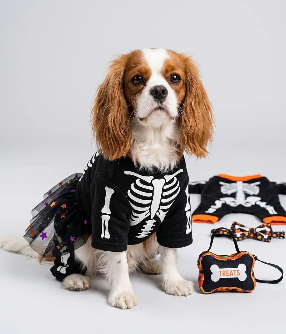Whiskerly | Spooky Family™ Matching Skeleton Costume Collection – Adult Hooded Onesies & Pet Skeleton Outfit with Treat Pouch