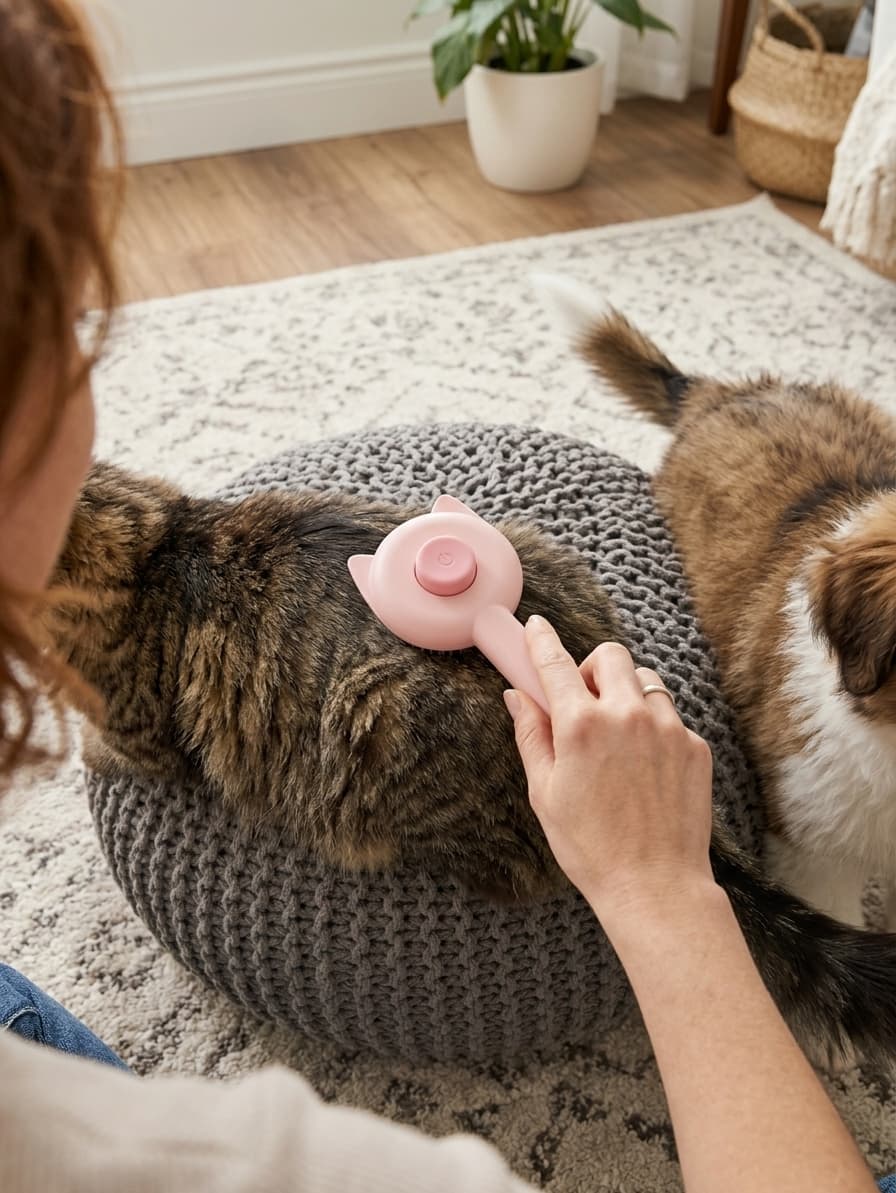 Whiskerly |  Purr-fect Groom™ Self-Cleaning Slicker Brush – One-Click Hair Removal & Massage Comb for Cats & Dogs  thumbnail 2